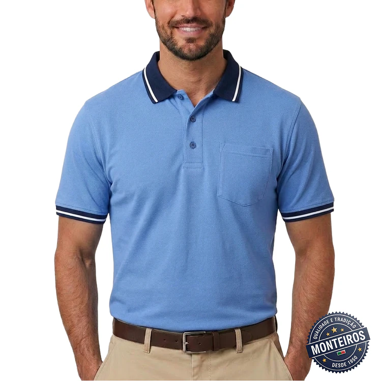 Polo de homem liso bolso chapado Akdute 8