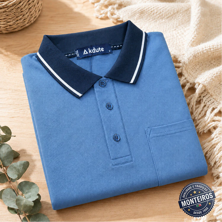 Polo de homem liso bolso chapado Akdute 9