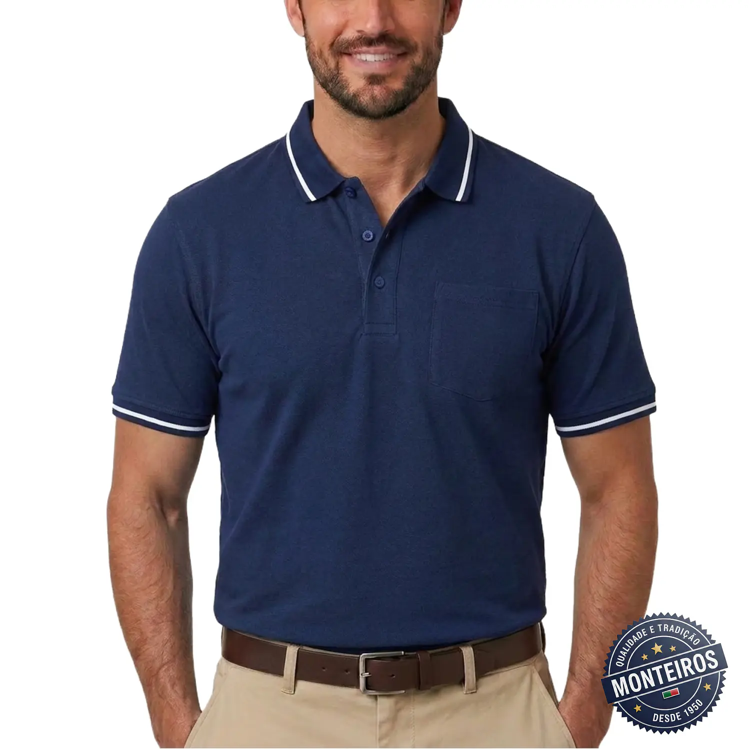 Polo de homem liso bolso chapado Akdute 11