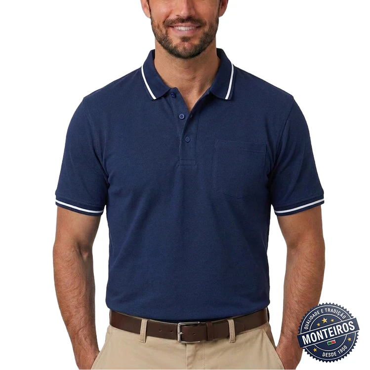 Polo de homem liso bolso chapado Akdute 11