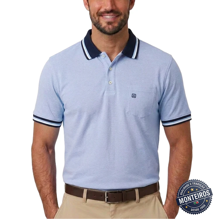 Polo de homem liso bolso embutido Akdute 8
