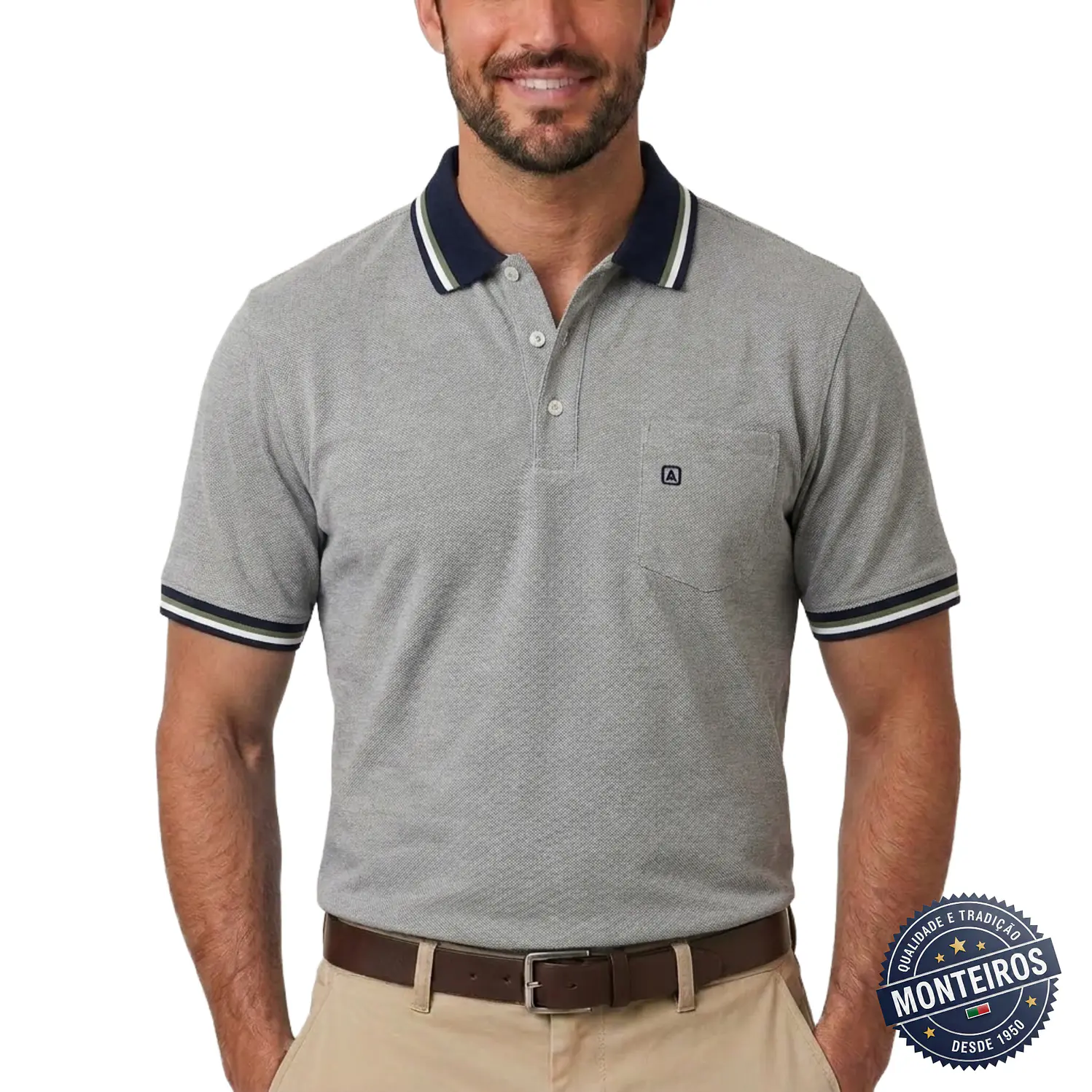 Polo de homem liso bolso embutido Akdute 11