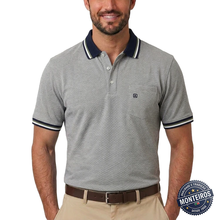 Polo de homem liso bolso embutido Akdute 11