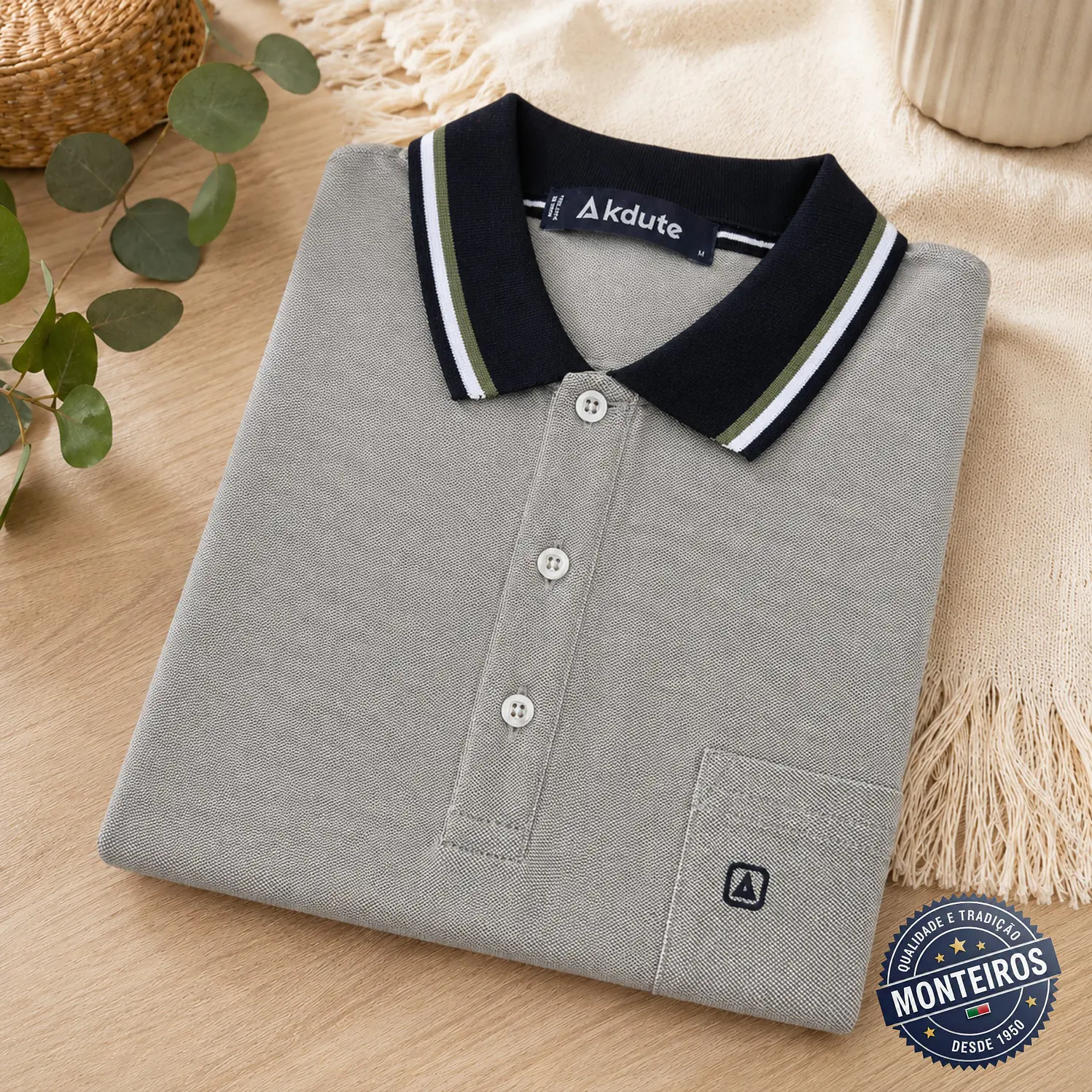 Polo de homem liso bolso embutido Akdute 12
