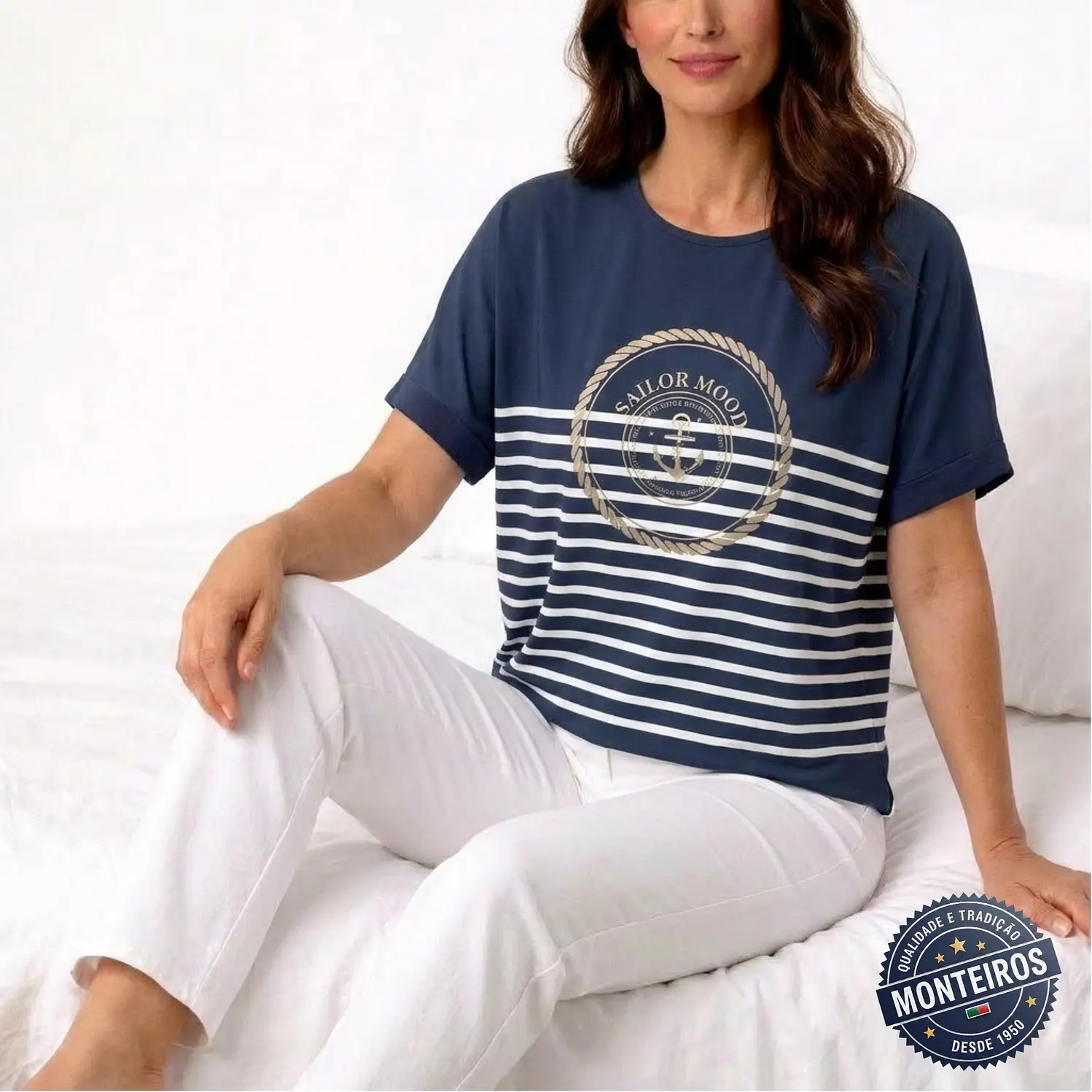 Blusa de senhora meia manga âncora - Akdute 1