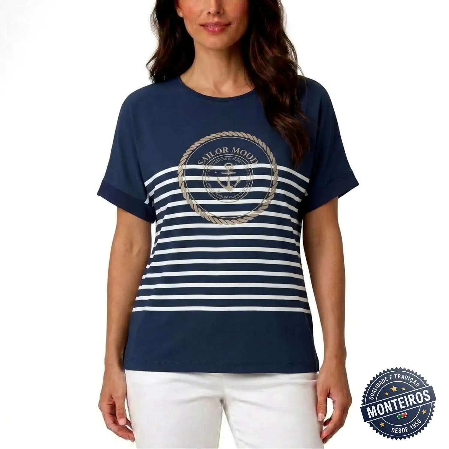 Blusa de senhora meia manga âncora - Akdute 2