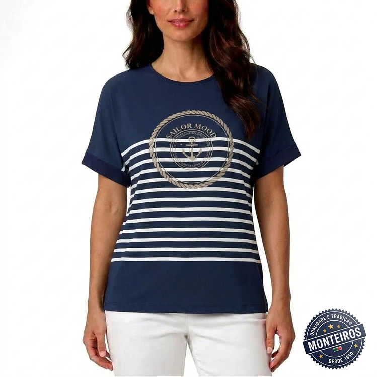 Blusa de senhora meia manga âncora - Akdute 2