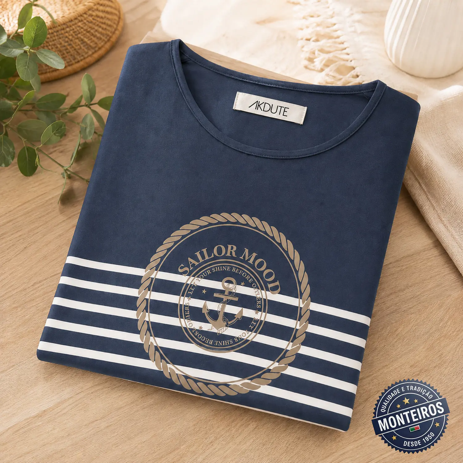 Blusa de senhora meia manga âncora - Akdute 3