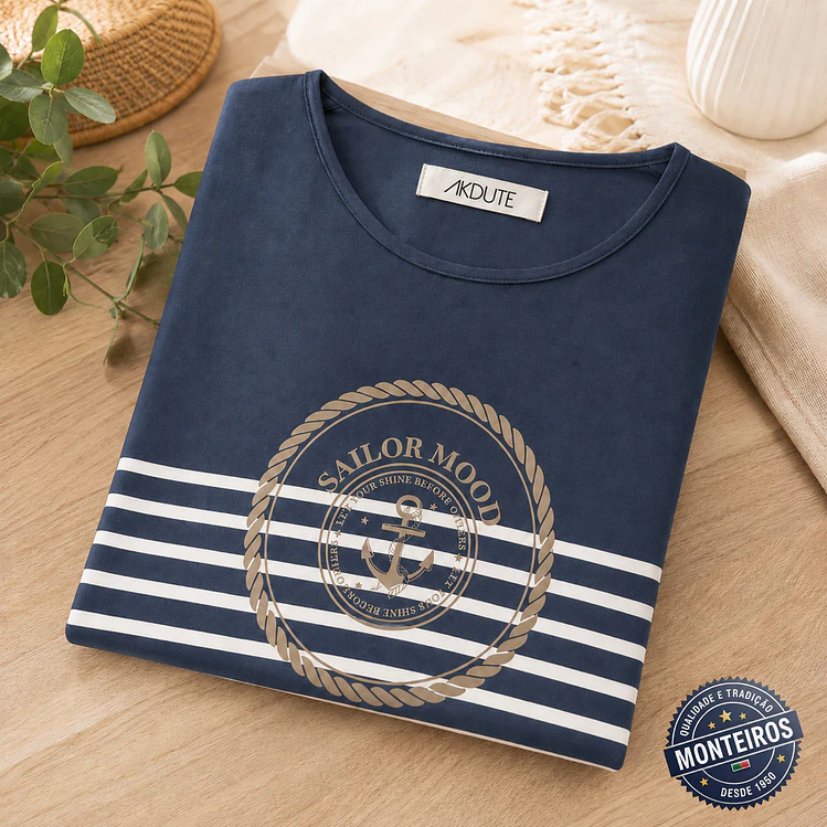 Blusa de senhora meia manga âncora - Akdute 3