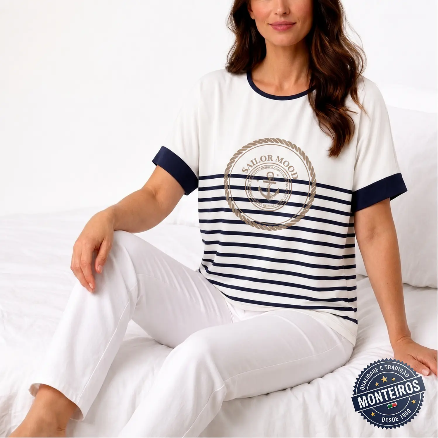Blusa de senhora meia manga âncora - Akdute 4