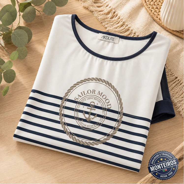 Blusa de senhora meia manga âncora - Akdute 6