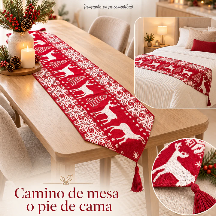 PIE DE CAMA Y/O CAMINO DE MESA NAVIDEÑO 6