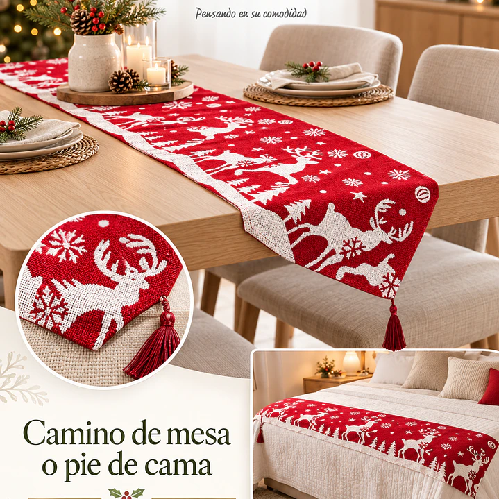 PIE DE CAMA Y/O CAMINO DE MESA NAVIDEÑO 4