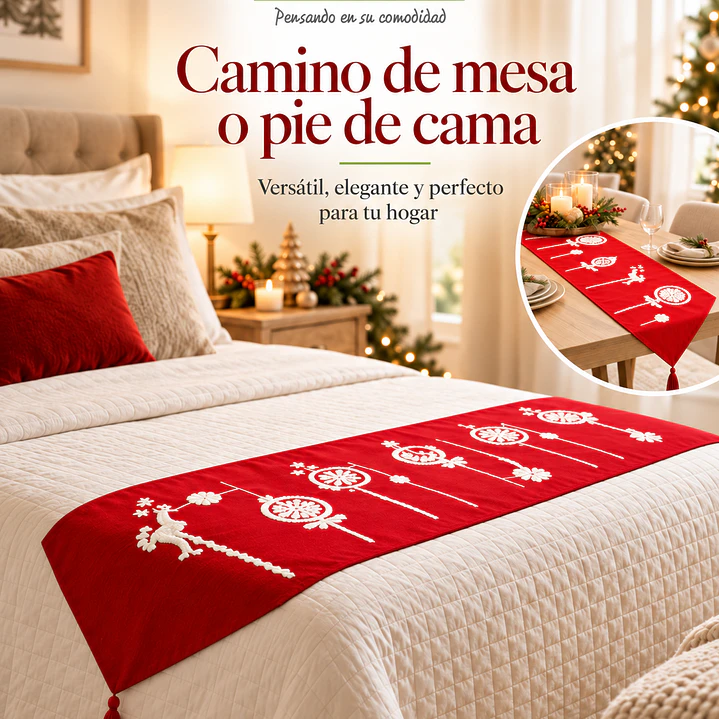 PIE DE CAMA Y/O CAMINO DE MESA NAVIDEÑO 2