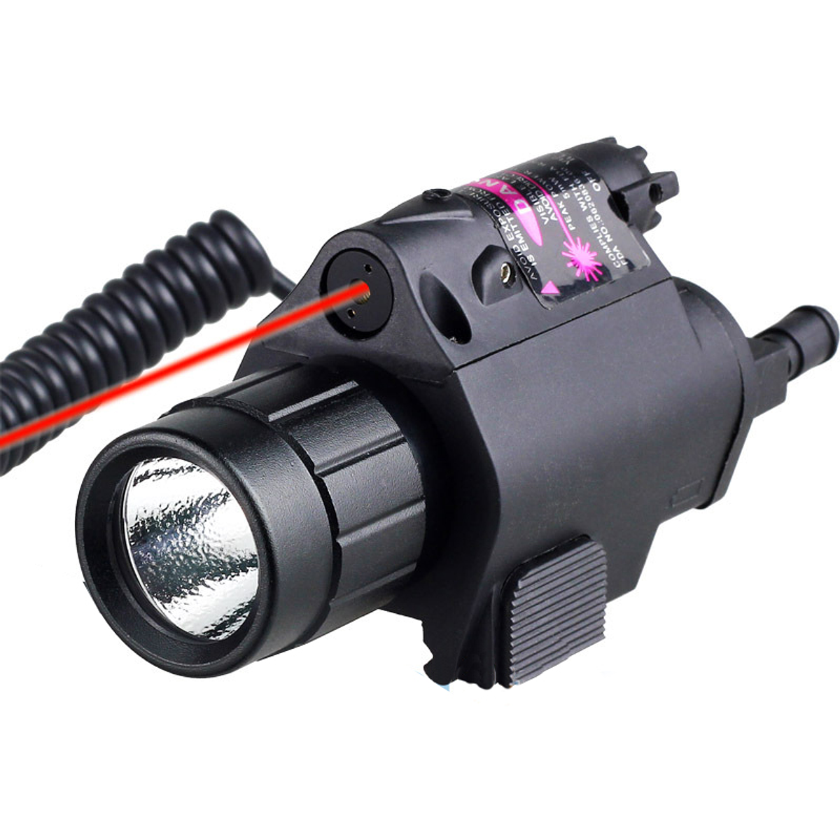 LINTERNA TÁCTICA CON LASER PARA PISTOLAS.