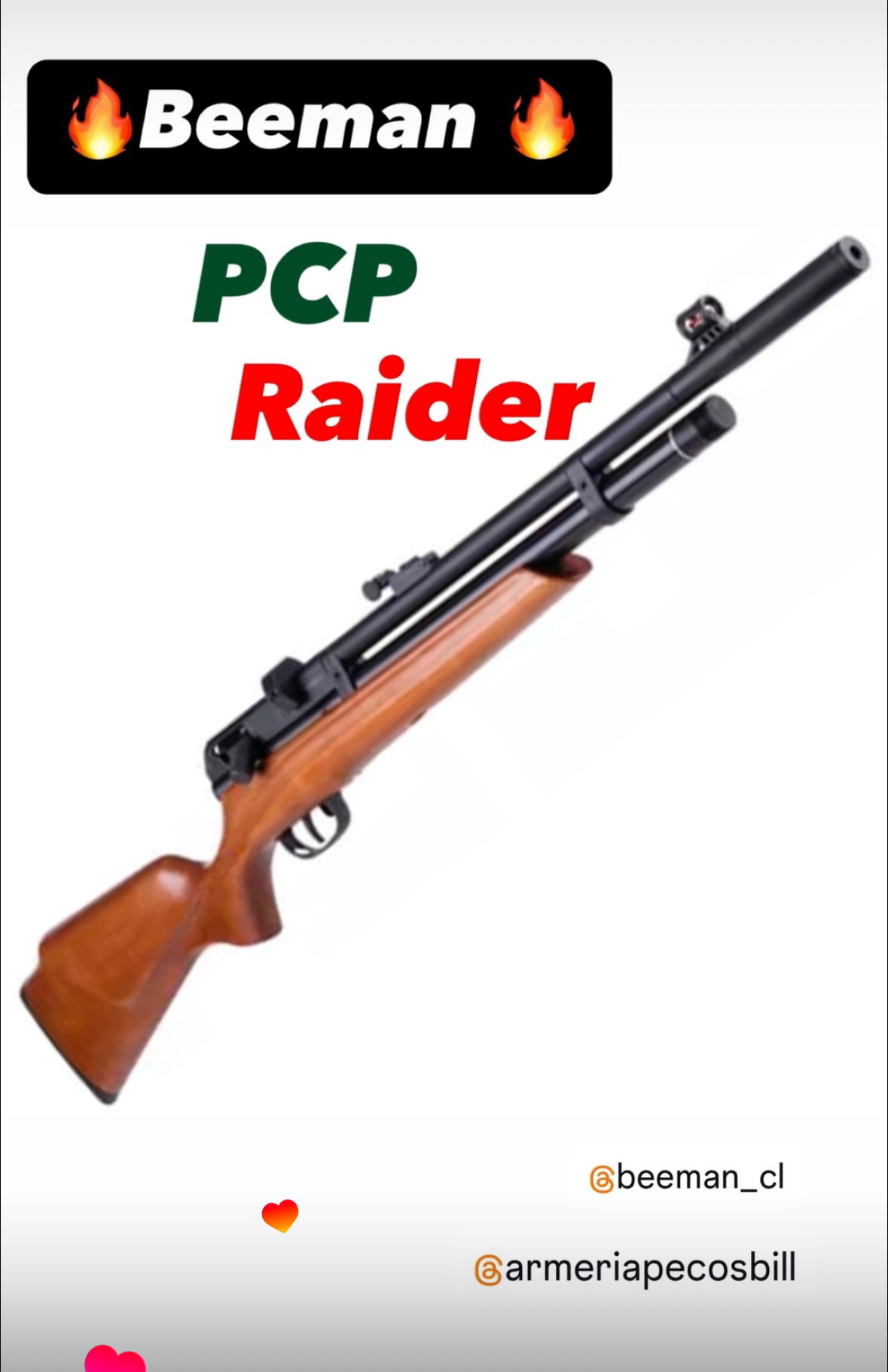 Kit Rifle Beeman PCP Raider cal 5,5 + bombín 3 etapas + mira telescópica 3-9x40IR 