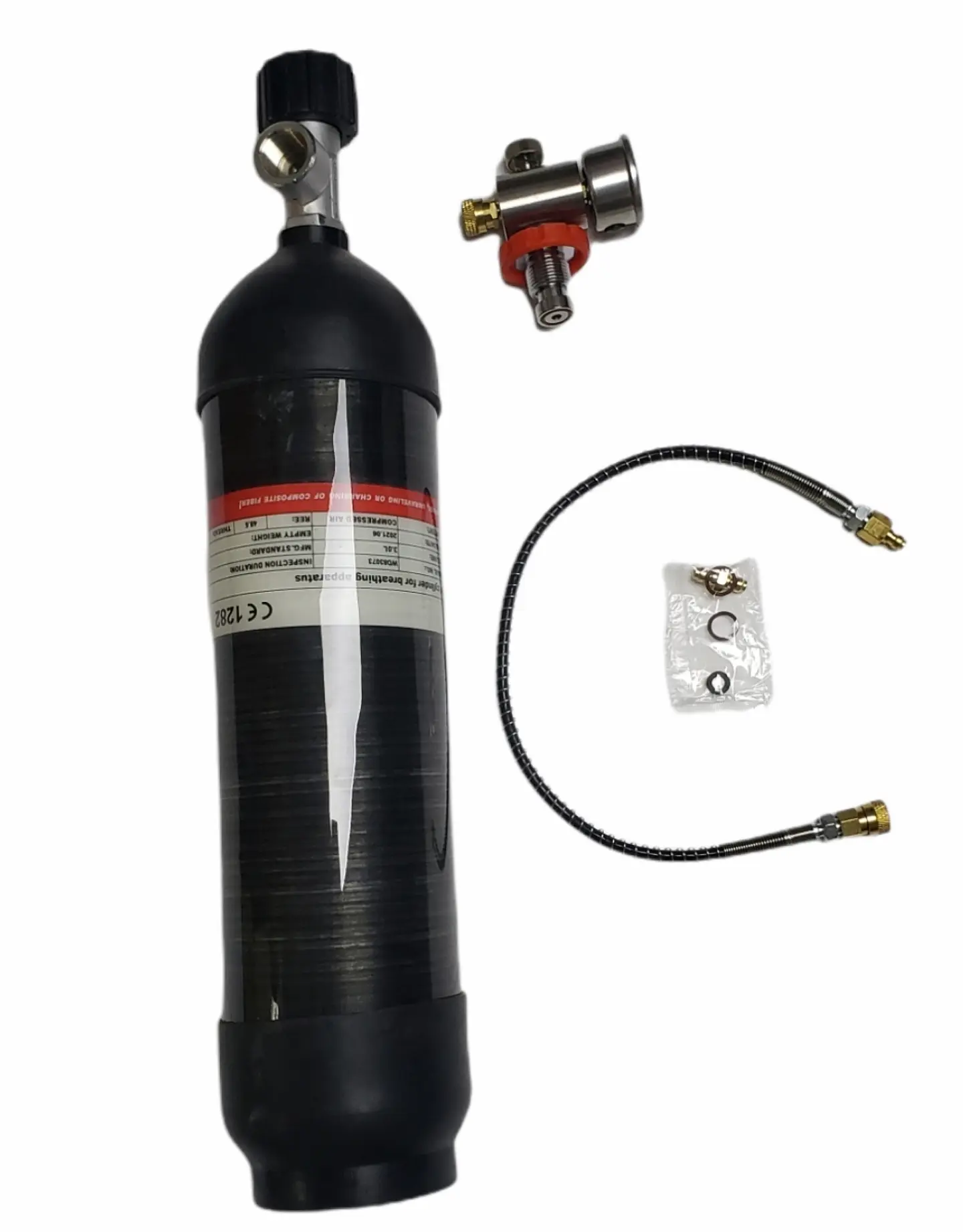 Scuba Apolo 3 L fibra de carbono + DIN y manómetro 1