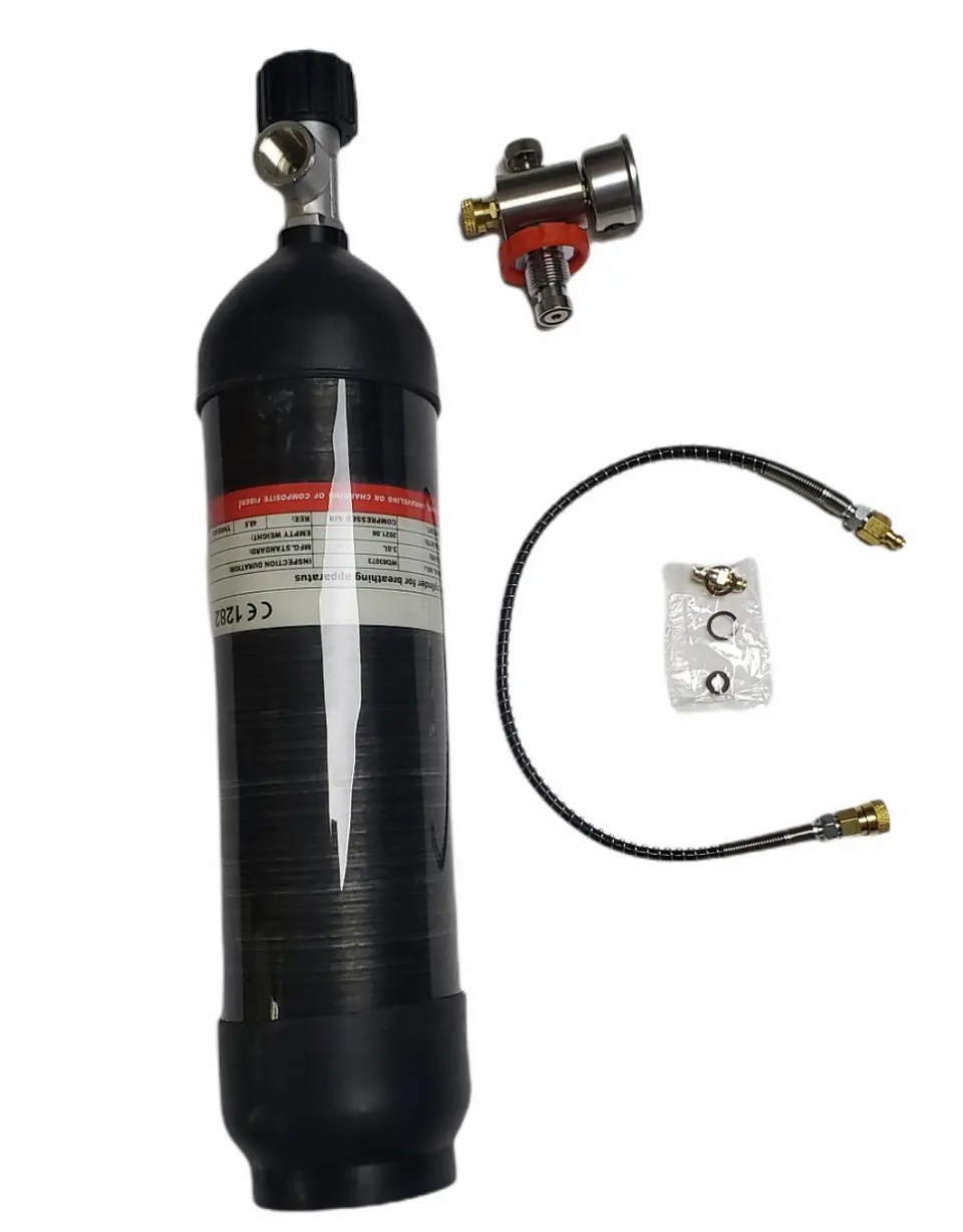 Scuba Apolo 3 L fibra de carbono + DIN y manómetro 1