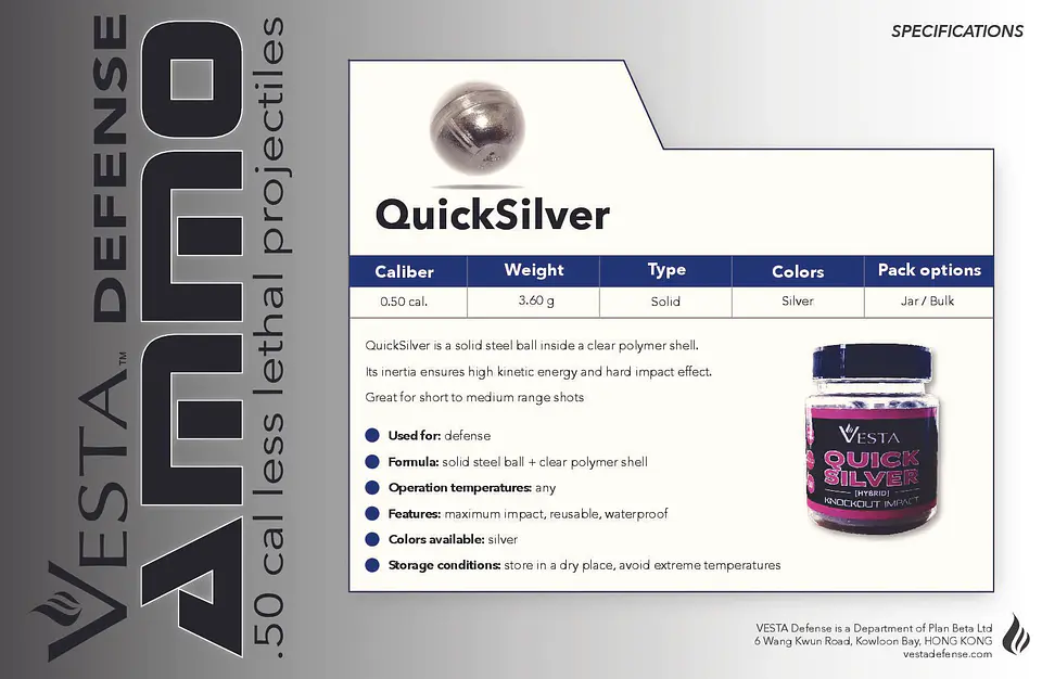 Balín Vesta Quicksilver Cal. .50 2