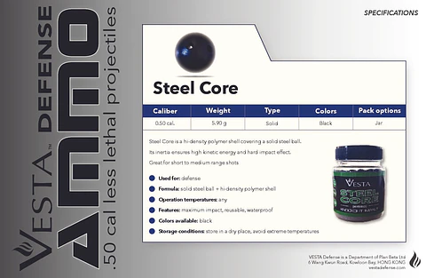 Balín Vesta Steel Core Verde Cal. .50