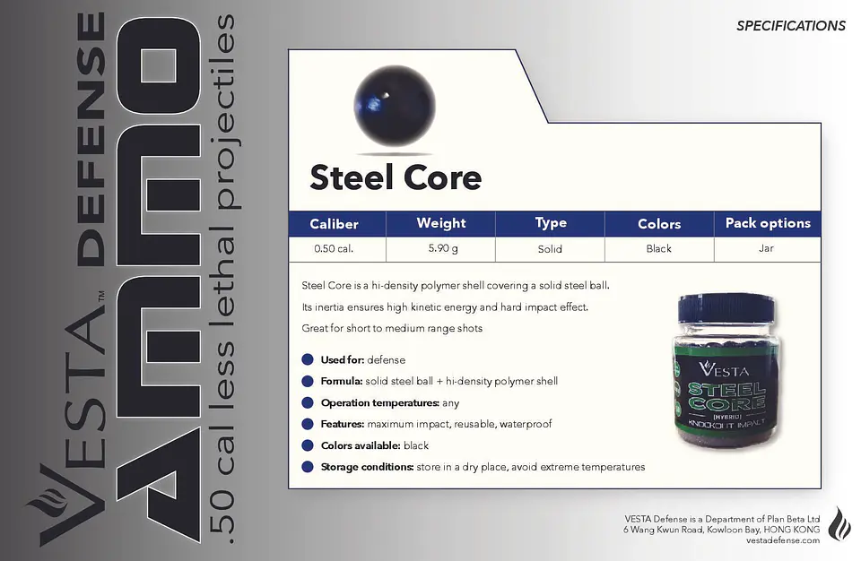 Balín Vesta Steel Core Verde Cal. .50 2