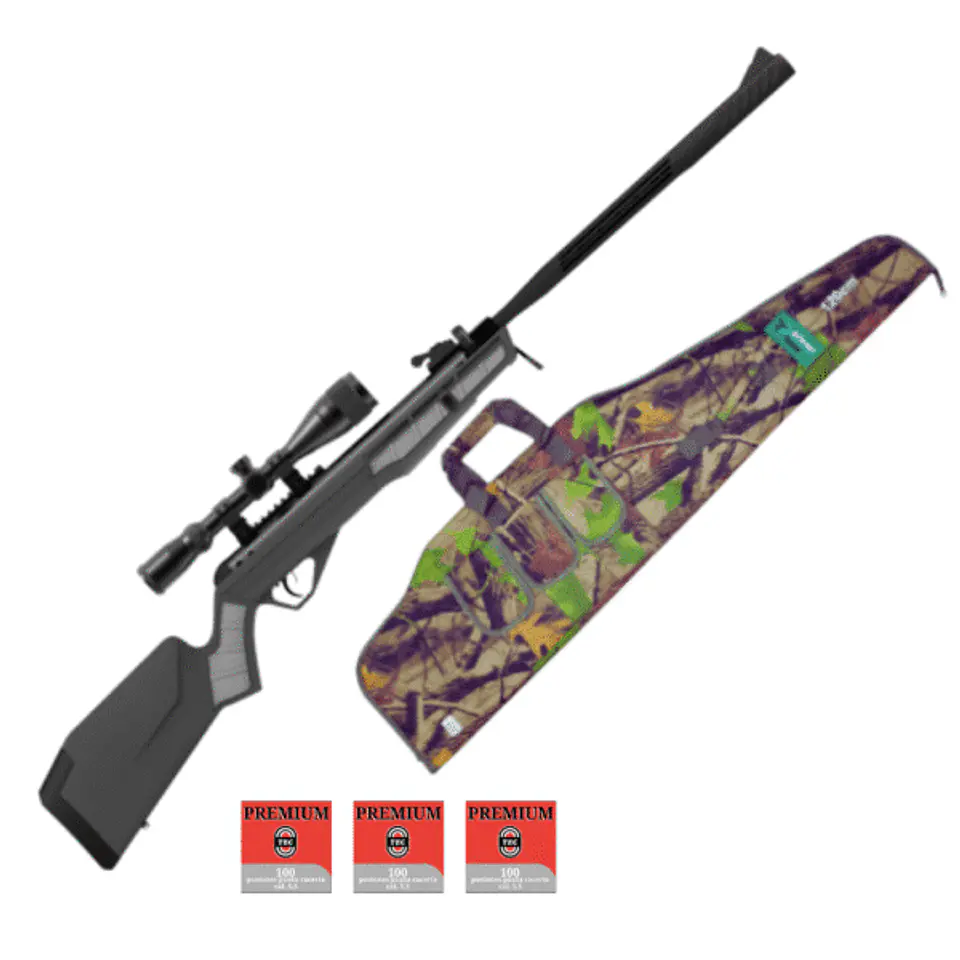 Rifle Crosman Mag-Fire Ultra 5.5 + mira 3-9x40AO + cargador 10T Nitro + Funda + Postones 1