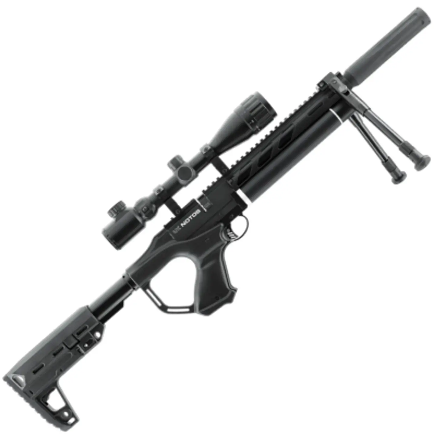 Kit Rifle PCP Umarex Notos 28J 5.5 2.4330 + mira 3-9x40 + bípode + funda + postones 1