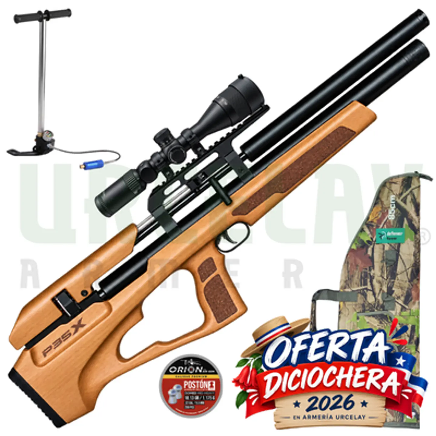 🎉 ¡OFERTAS DIECIOCHERAS! 🎉Kit Rifle PCP Artemis P35X A + Mira 4-16x42 + Bombin + Montura + Funda + Postones 2