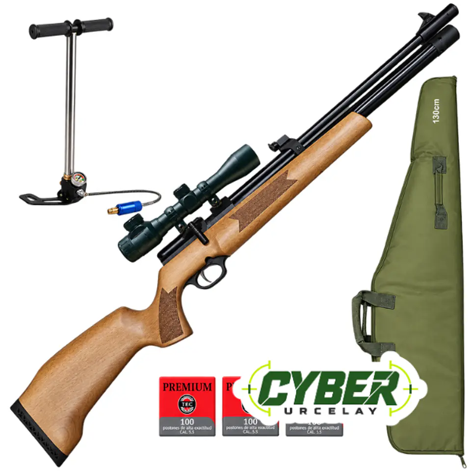 🚀¡Cyber!🚀 Kit Rifle Pcp PR900 Artemis G3 5.5 + bombin + mira 3-9x40AOE + funda + postones 1