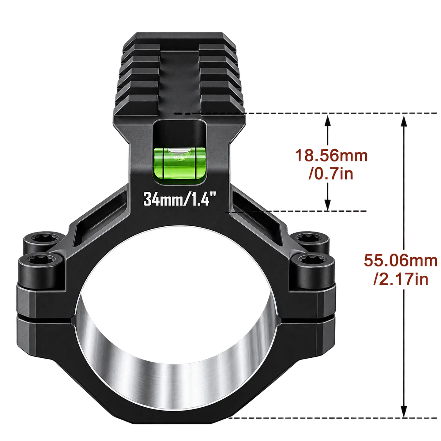 Adaptador Discovery alto precisión de anillo de alcance 30-34/22 con nivel burbuja 2