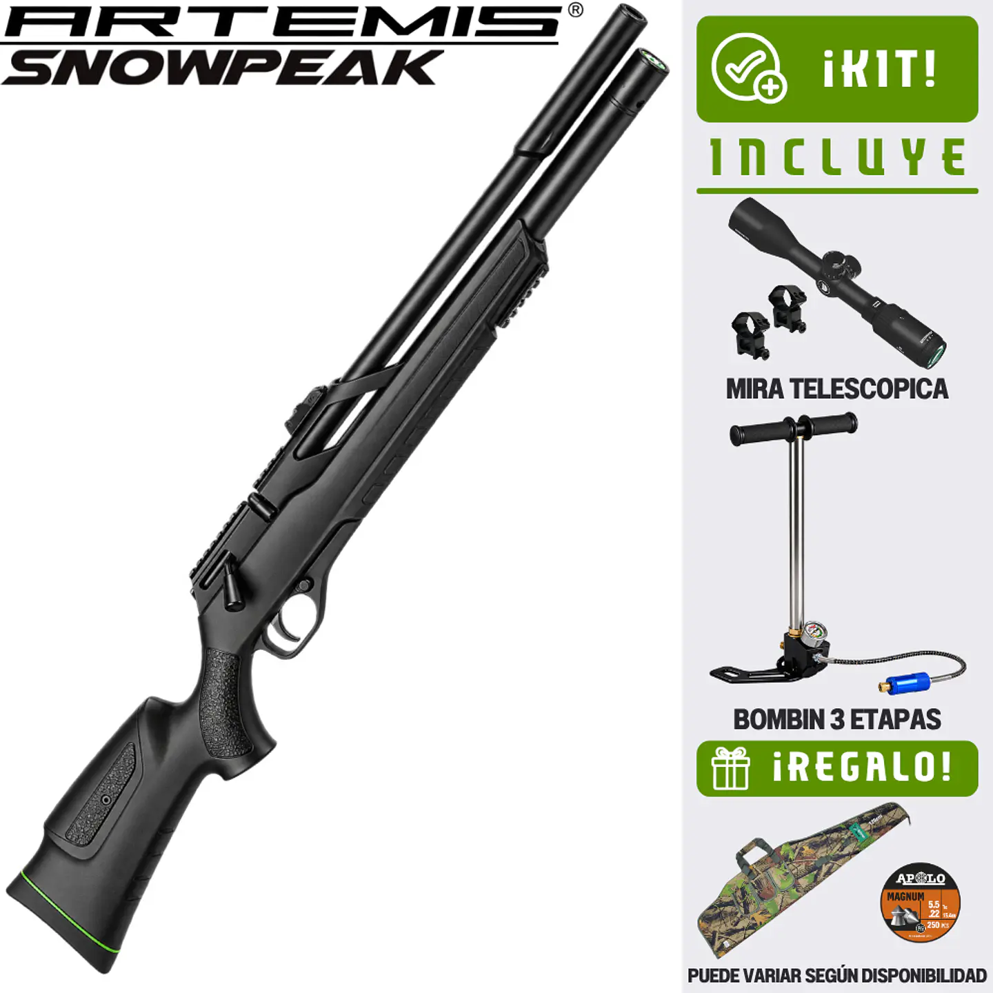 Kit T-REX carabina + bombín + mira + montura + funda + postones 1