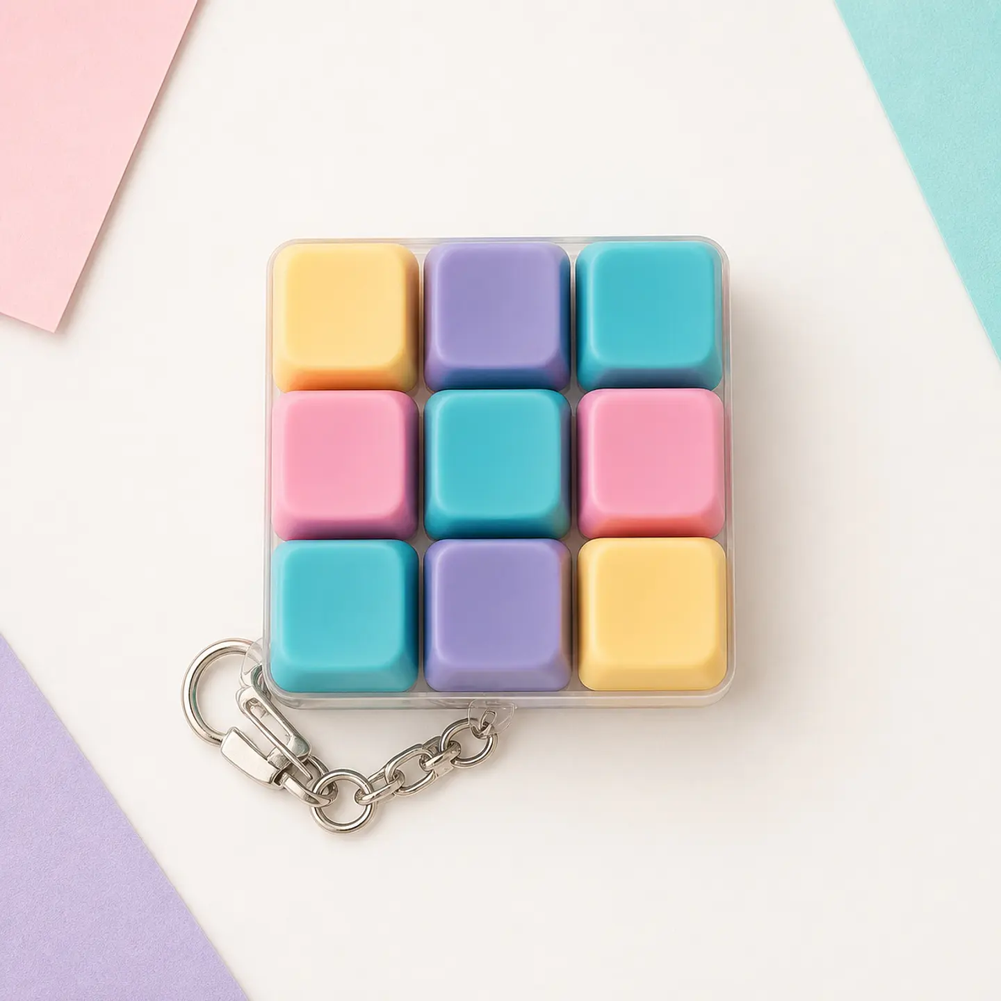 Llavero Fidget de 9 Teclas Pastel 8