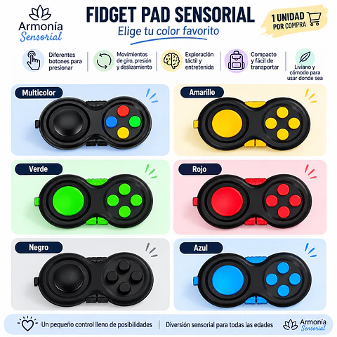 Fidget Pad Sensorial Tipo Control con Joystick y Botones