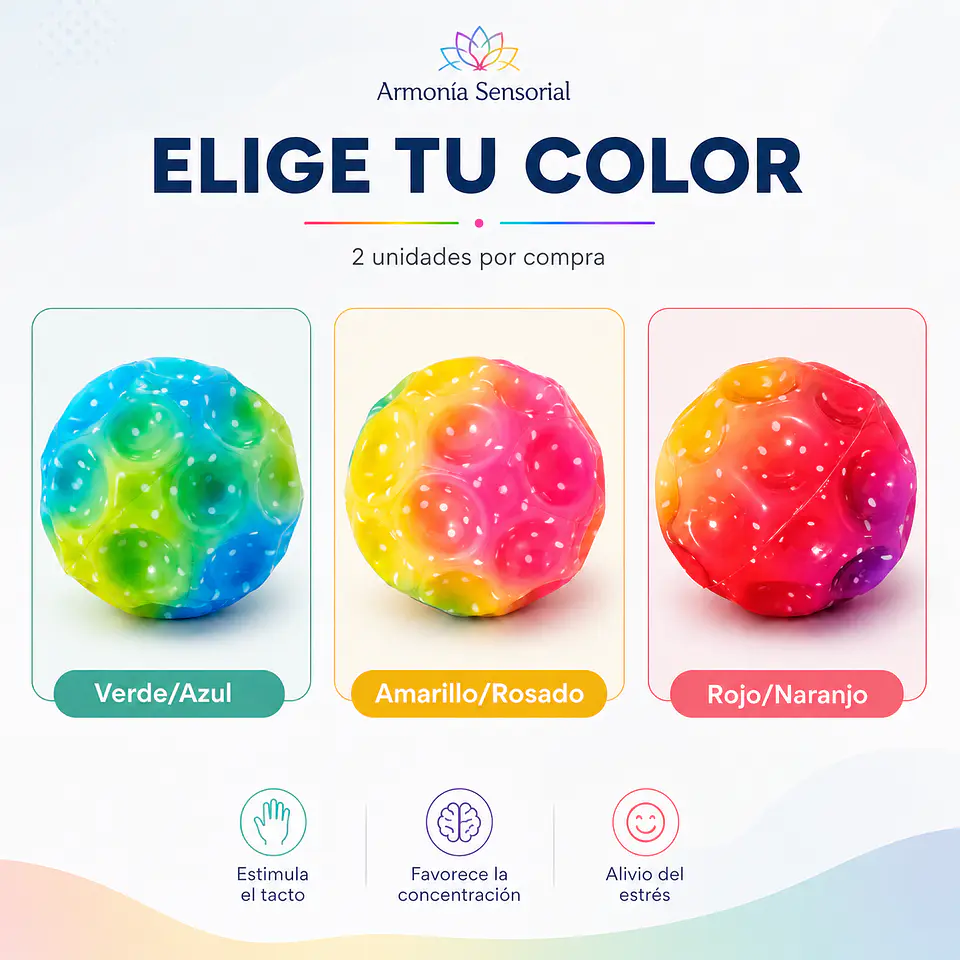 Pack de 2 Pelotas Sensoriales Arcoíris Rebotadoras 2