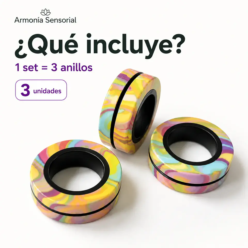 Set de 3 Anillos Magnéticos Fidget Arcoíris 2