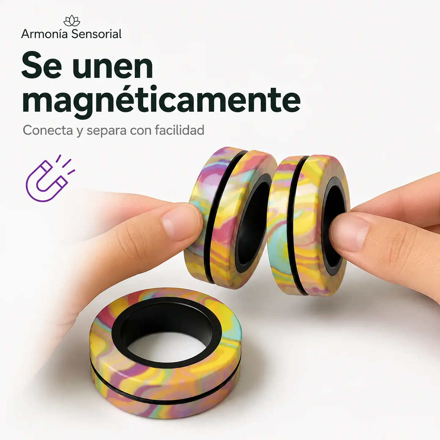 Set de 3 Anillos Magnéticos Fidget Arcoíris 3