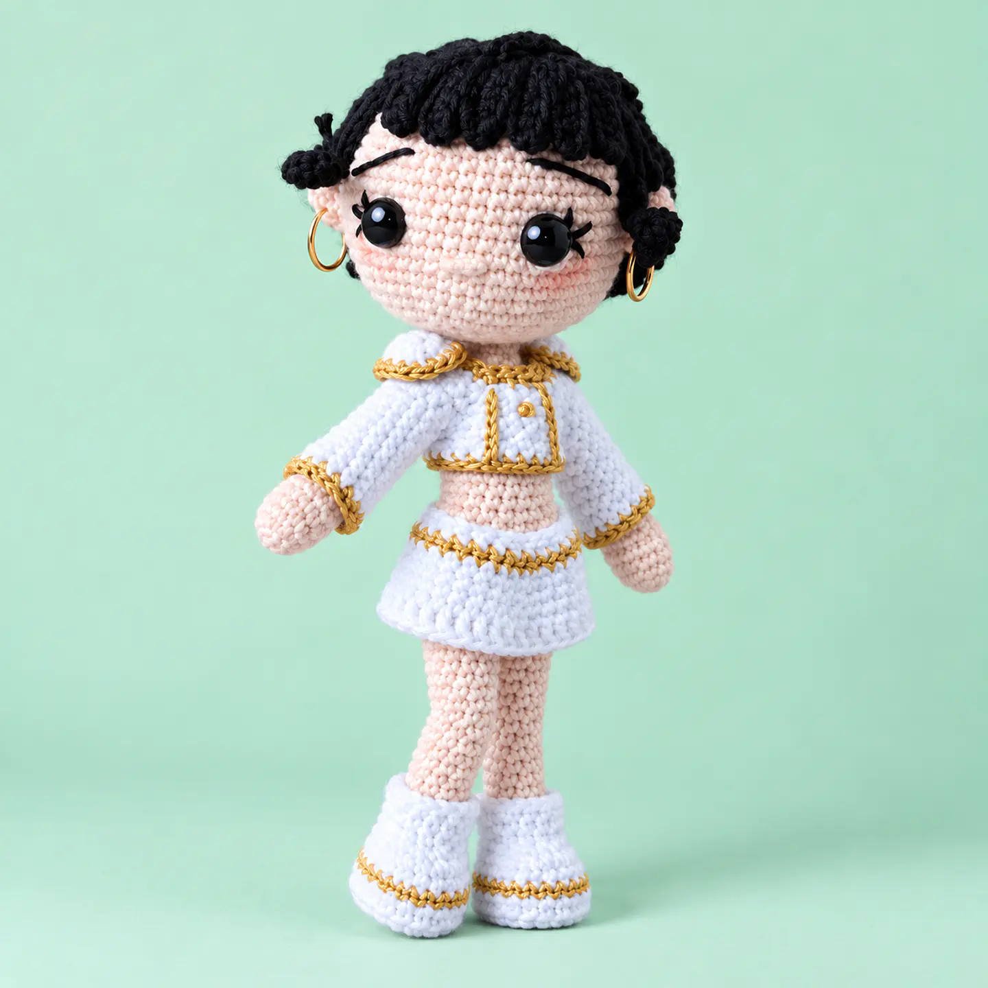 Muñeca K-Pop Cabello Negro – Tejida a Mano 2