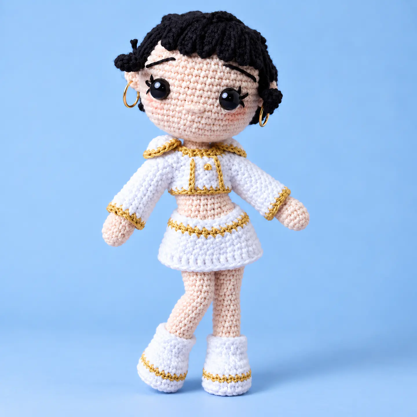 Muñeca K-Pop Cabello Negro – Tejida a Mano 4