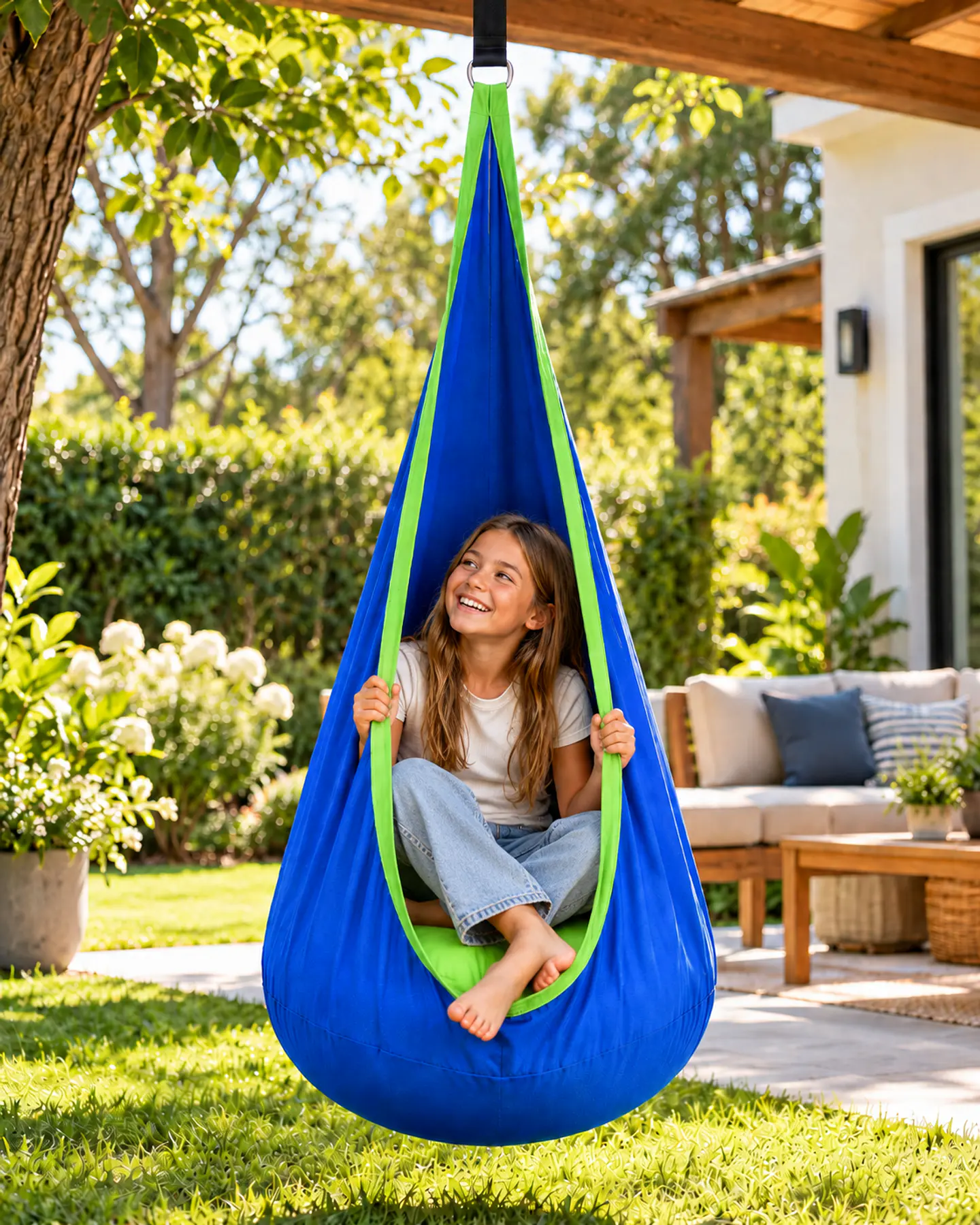 Columpio Sensorial Colgante para Niños con Cojín Inflable 6