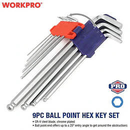 LLAVE ALLEN LARGAS 9PCS WORKPRO