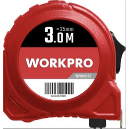 HUINCHA 3 MTS PLASTICA ROJA WORKPRO