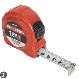 HUINCHA 7.5MTS PLASTICA ROJA WORKPRO