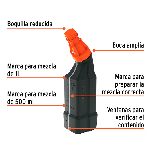 BOTELLA MEZCLADORA GASOLINA Y ACEITE 1LT