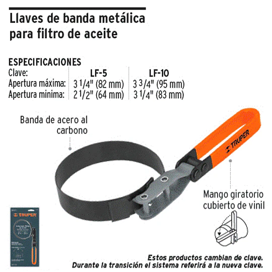 LLAVE FILTRO ACEITE LF-5 TRUPER
