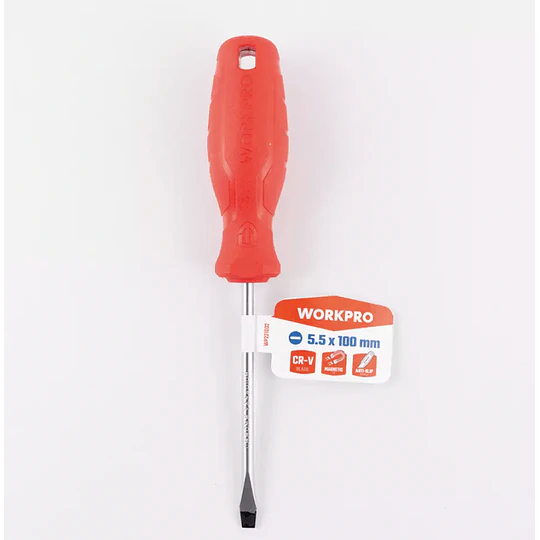DESTORNILLADOR PLANO 5.5X100MM ROJO WORKPRO
