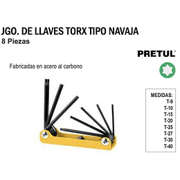 JUEGO DE LLAVES TORX TIPO NAVAJA 8PIEZAS PRETUL