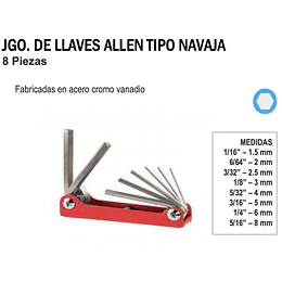 JUEGO DE LLAVES ALLEN TIPO NAVAJA 8 PZAS TRUPER