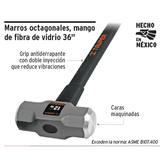 COMBO TRUPER 12 LBS. MANGO FIBRA VIDRIO# MD-12F