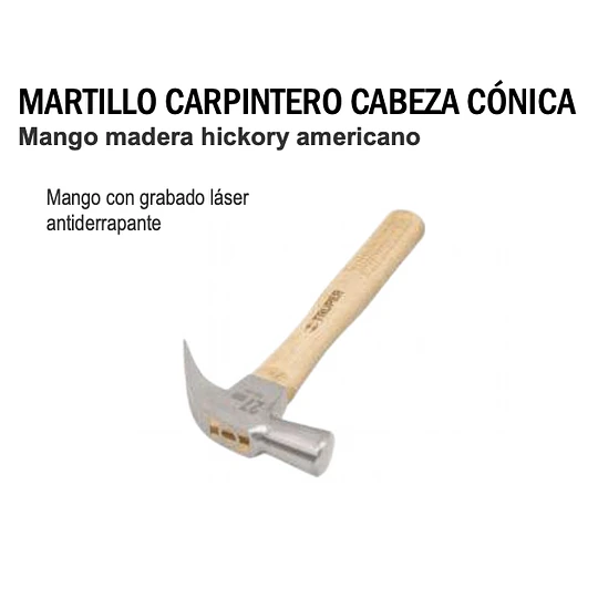 MARTILLO CARPINTERO CABEZA CONICA 27MM 16OZ TRUPER