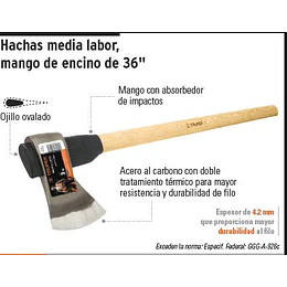 HACHA TRUPER MEDIA LABOR 4  LBS. # ML-4M  C/MANGO 36